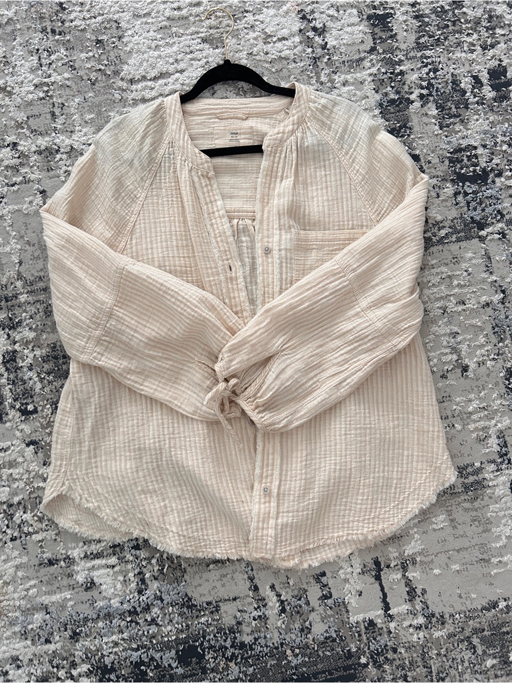 Aerie Light Cream Textured Button-Down